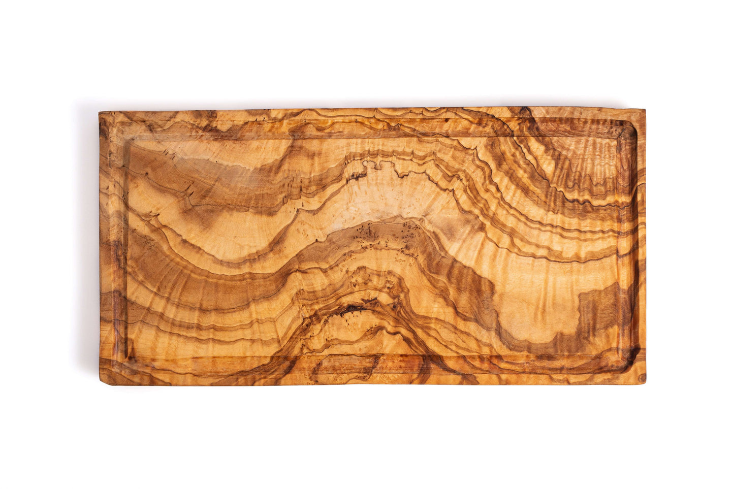 DARIDO Olive Wood Rustic Cutting/Serving Board with Groove | 35x18 cm | Handmade, Eco-friendly, and Durable.