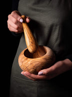 DARIDO Premium Olive Wood- Classic Round Mortar & Pestle: Handmade, Durable, All-purpose Grinding