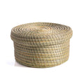Round Darido Halfa basket with woven natural fibers and a fitted lid. - Round Halfa Basket