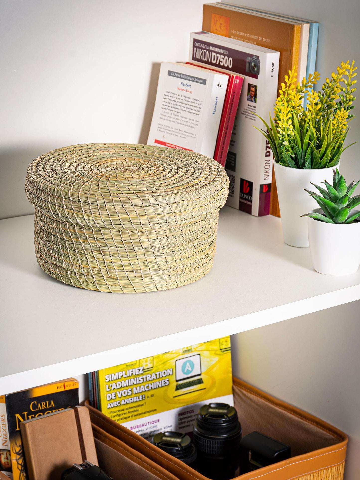 Darido Round Halfa Basket | 22 × 11cm | Handmade, Multi-functional, and Elegant