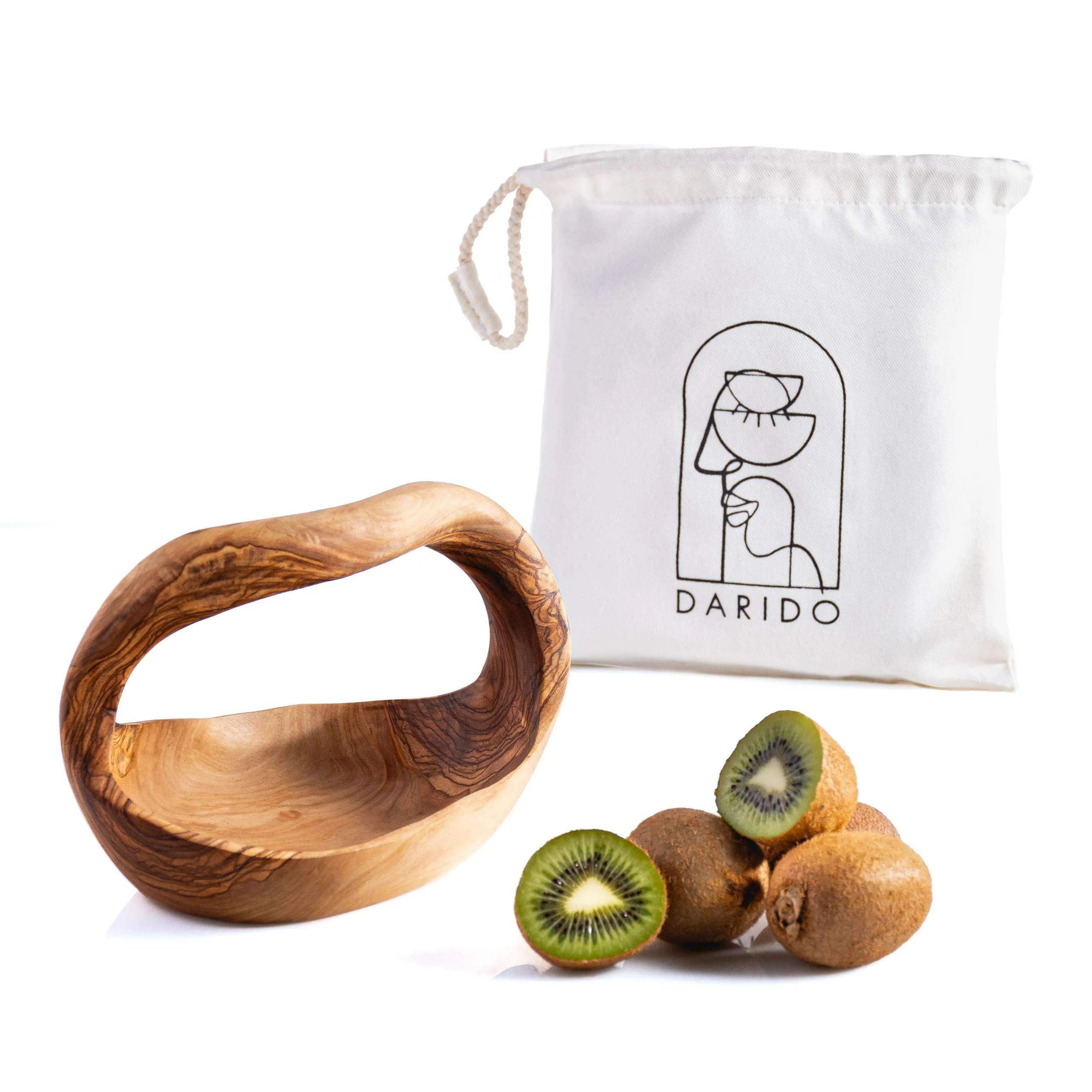 Rustic Handmade Olive Wood Basket With Handle – Eco-Friendly Deco & Storage Bowl