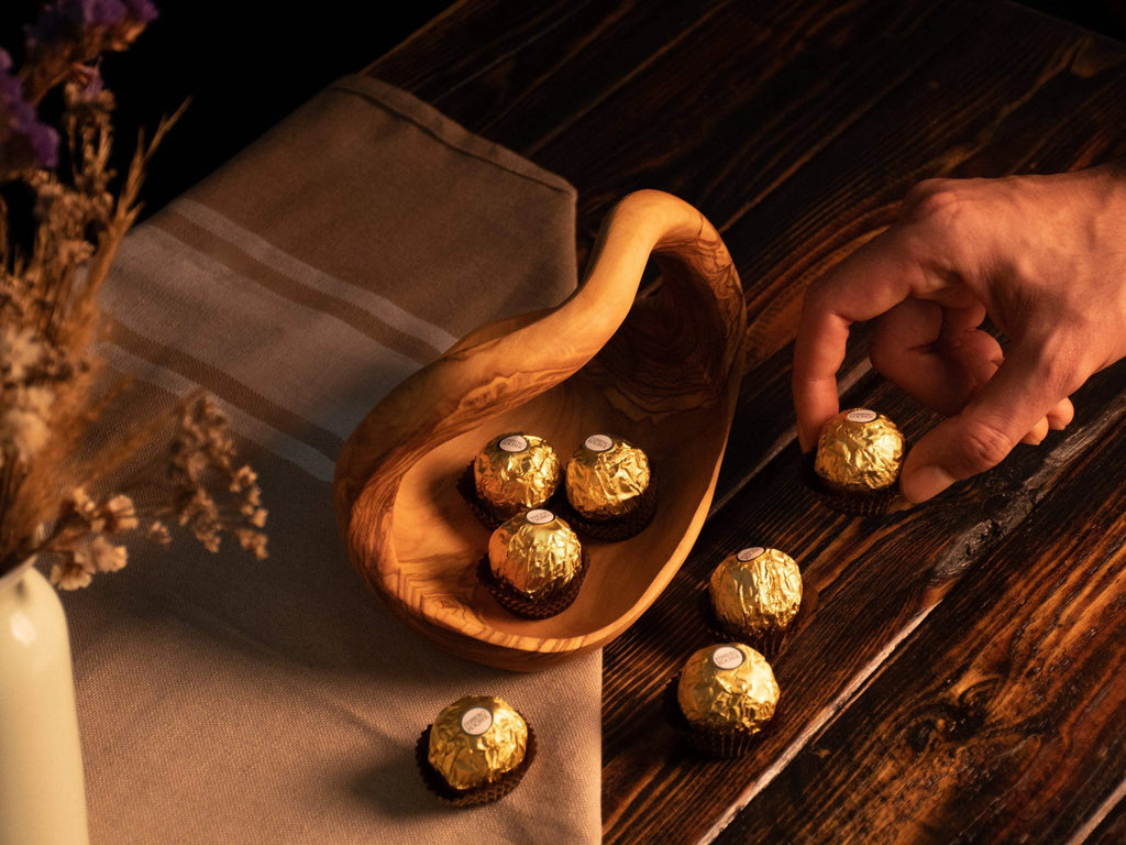 Rustic Handmade Olive Wood Basket With Handle – Eco-Friendly Deco & Storage Bowl
