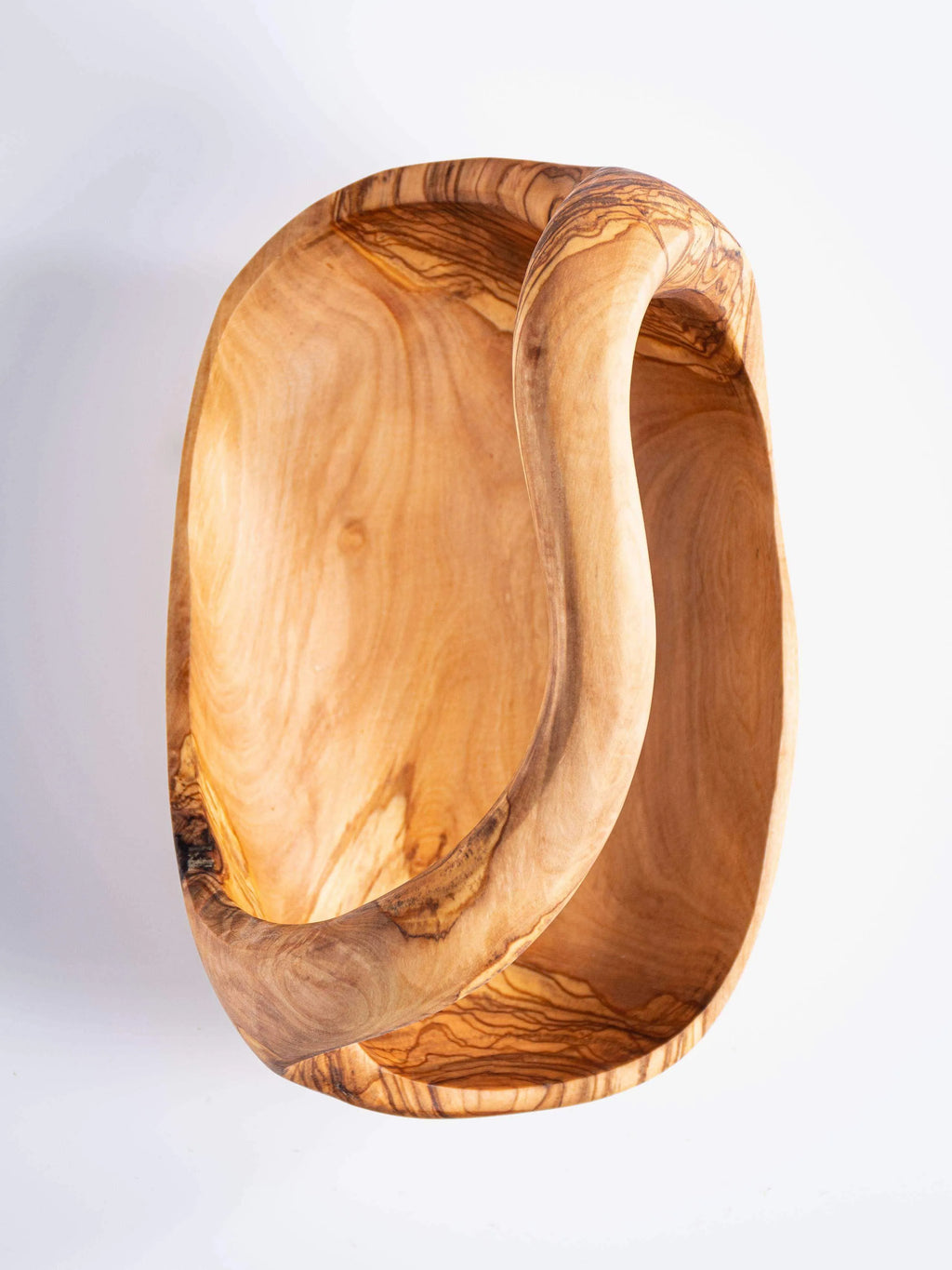Rustic Handmade Olive Wood Basket With Handle – Eco-Friendly Deco & Storage Bowl