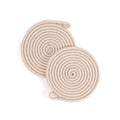 Set of 2 Round Beige Coasters - 15cm