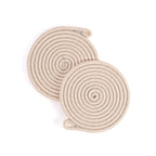 Set of 2 Round Beige Coasters - 15cm