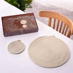 Set of 2 Round Beige Coasters - 15cm