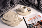 Set of 2 Round Beige Coasters - 15cm