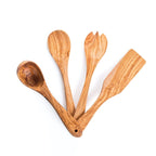 Darido Olive Wood Kitchen Utensils – Handmade 4-Piece Set with Spatula, Ladle & Spoons