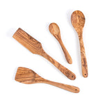 Darido Olive Wood Kitchen Utensils Set – 4 Handmade Cooking Tools with Small Spoon