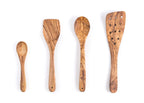 Darido Olive Wood Kitchen Utensils – Handmade Set with Slotted Spatula & Small Spoon