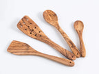 Darido Olive Wood Kitchen Utensils – Handmade Set with Slotted Spatula & Small Spoon