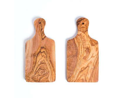 DARIDO Set of Two Olive Wood Multi-Use Boards with Handle | 29x14 cm | Eco-Friendly, Durable and Multi-Functional Kitchenware