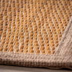 Close-up of a darido textured rectangular placemat with woven natural fibers and stitched edges. - Smar Rectangular Placemat - 40x30cm