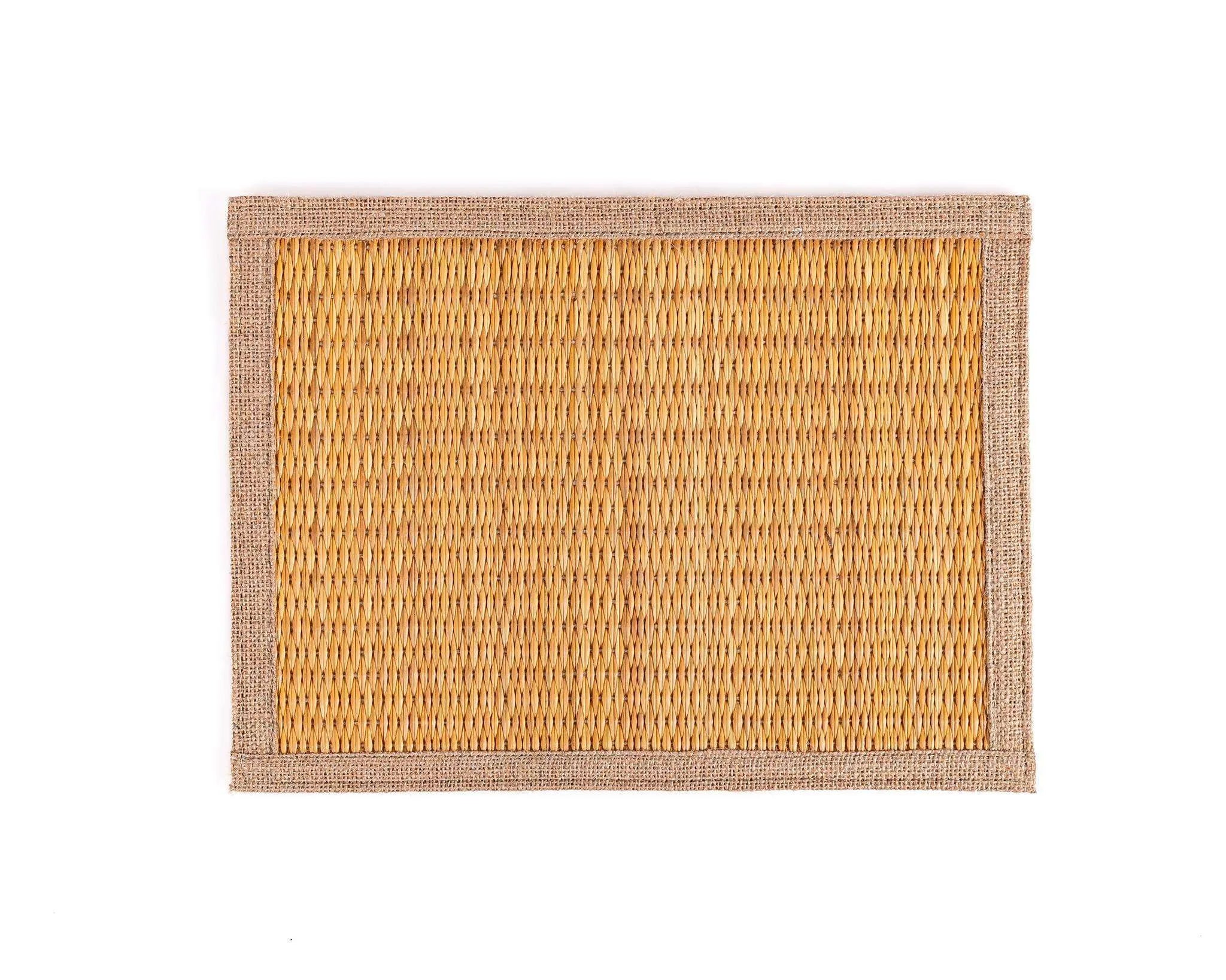 Rectangular darido placemat with natural woven texture and beige fabric border, 40x30cm. - Smar Rectangular Placemat - 40x30cm