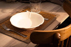 Rectangular darido placemat in warm brown tones under white ceramic dish with fork and glass on wooden table. - Smar Rectangular Placemat - 40x30cm