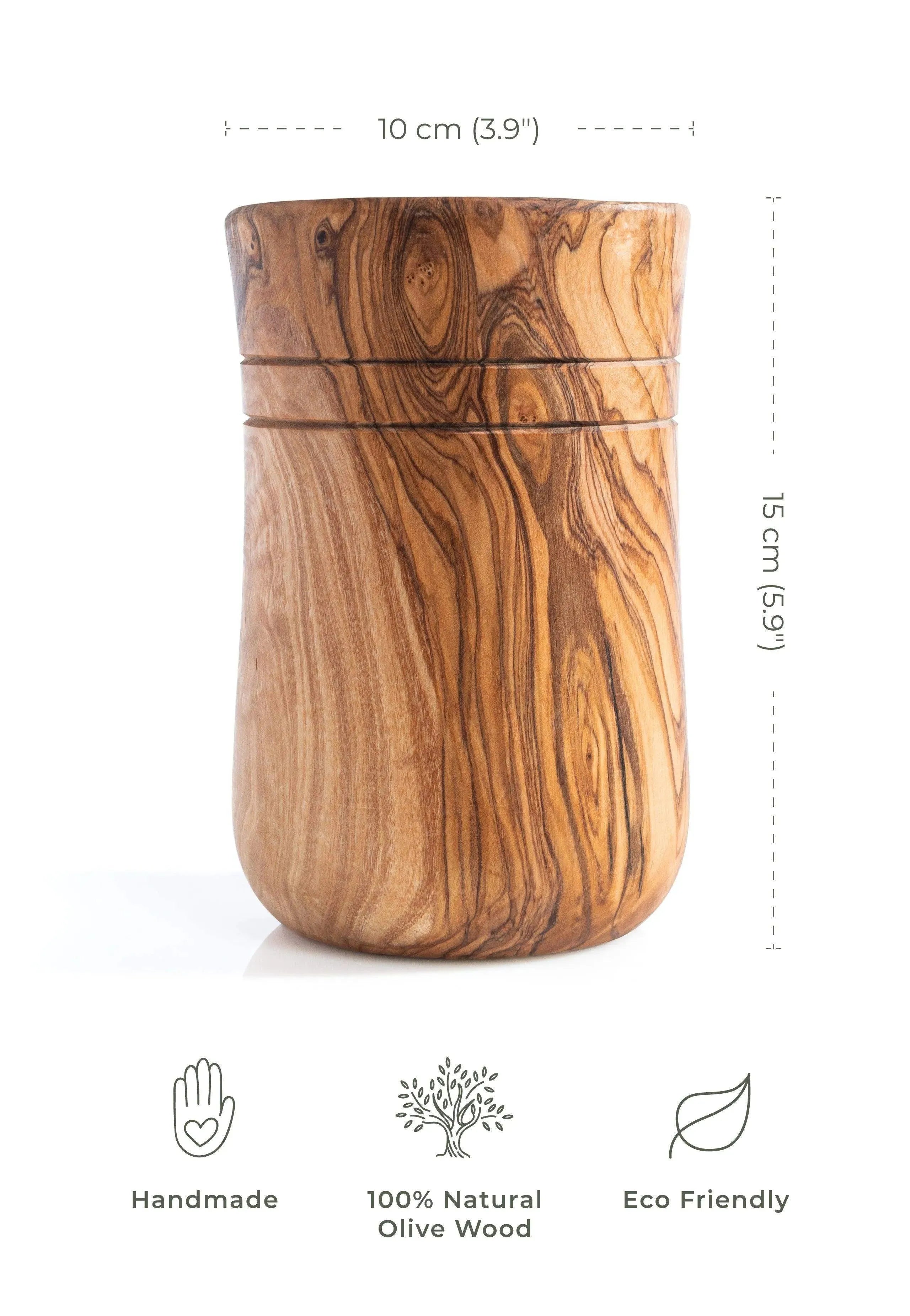 Handmade Olive Wood Utensils Holder – 100% Natural & Multi-Use Organizer