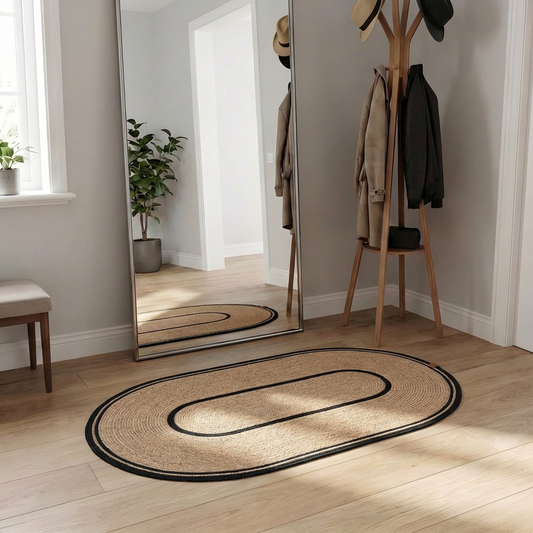 Handcrafted Large Oval Braided Cotton Rug – primary product view