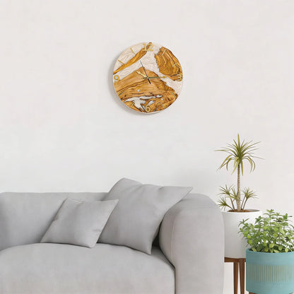 Handcrafted Olive Wood Wall Clock with Premium Epoxy Resin - Unique 13.4" Silent Artisan Wood Wall Decor for Modern & Rustic Homes