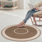 Handcrafted Round Braided Cotton Rug – product and lifestyle view 4