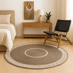 Handcrafted Round Braided Cotton Rug – product and lifestyle view 9