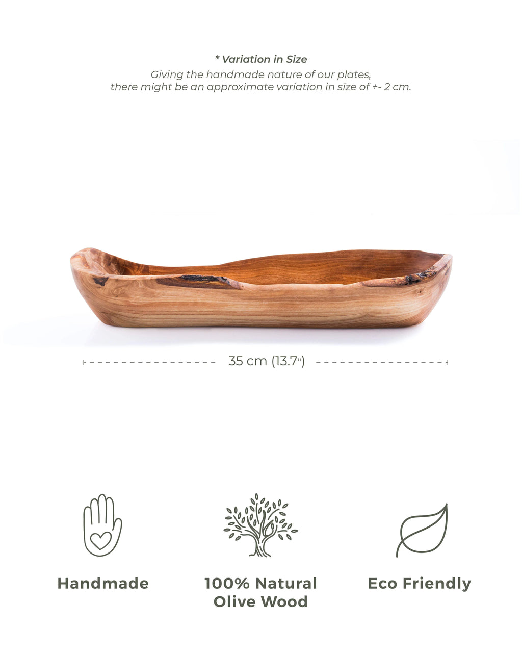 Rustic Olive Wood Serving Tray | Handmade Bread & Fruit Platter