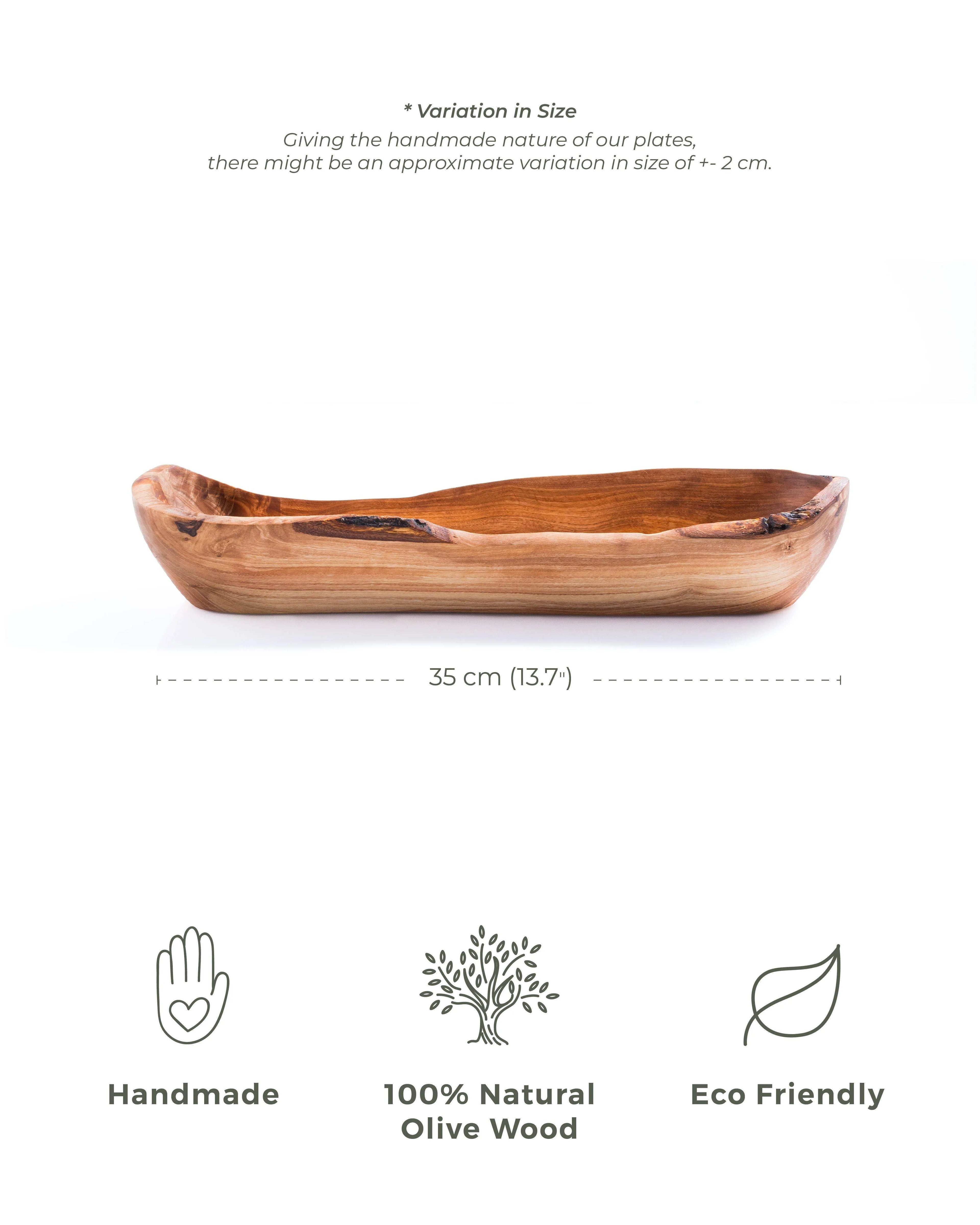 Rustic Olive Wood Serving Tray | Handmade Bread & Fruit Platter