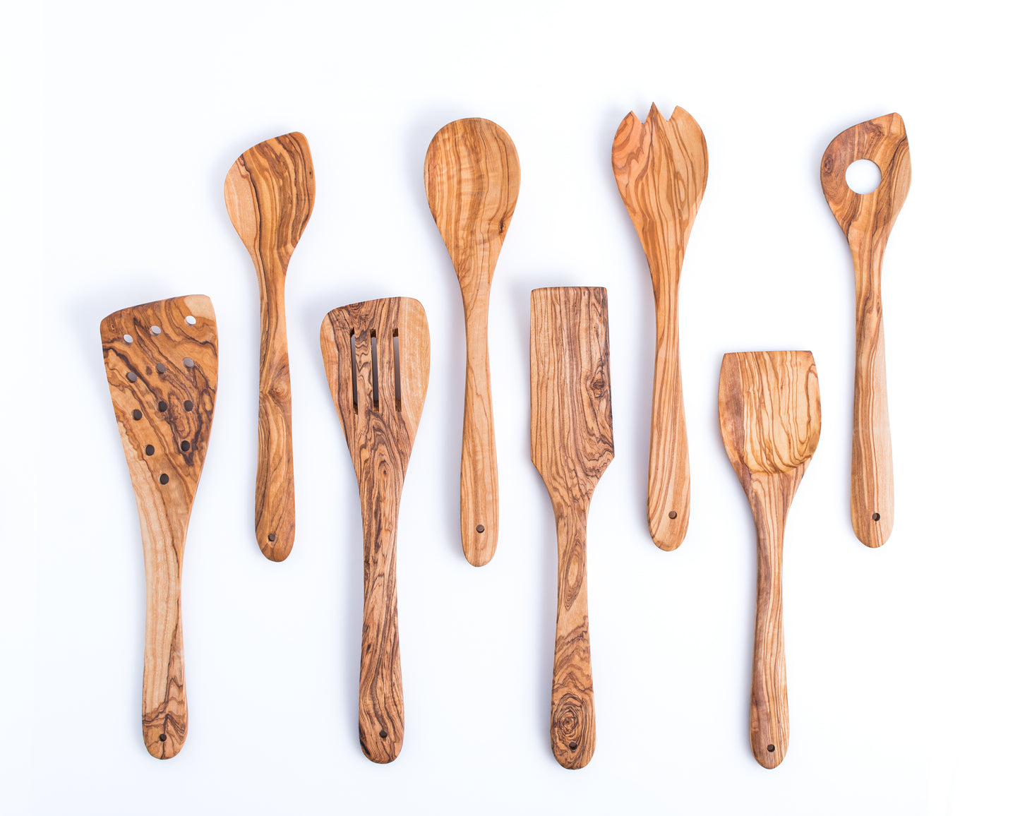 Darido Olive Wood Versatile Set - 8 Kitchen Utensils - Handmade & Eco-friendly