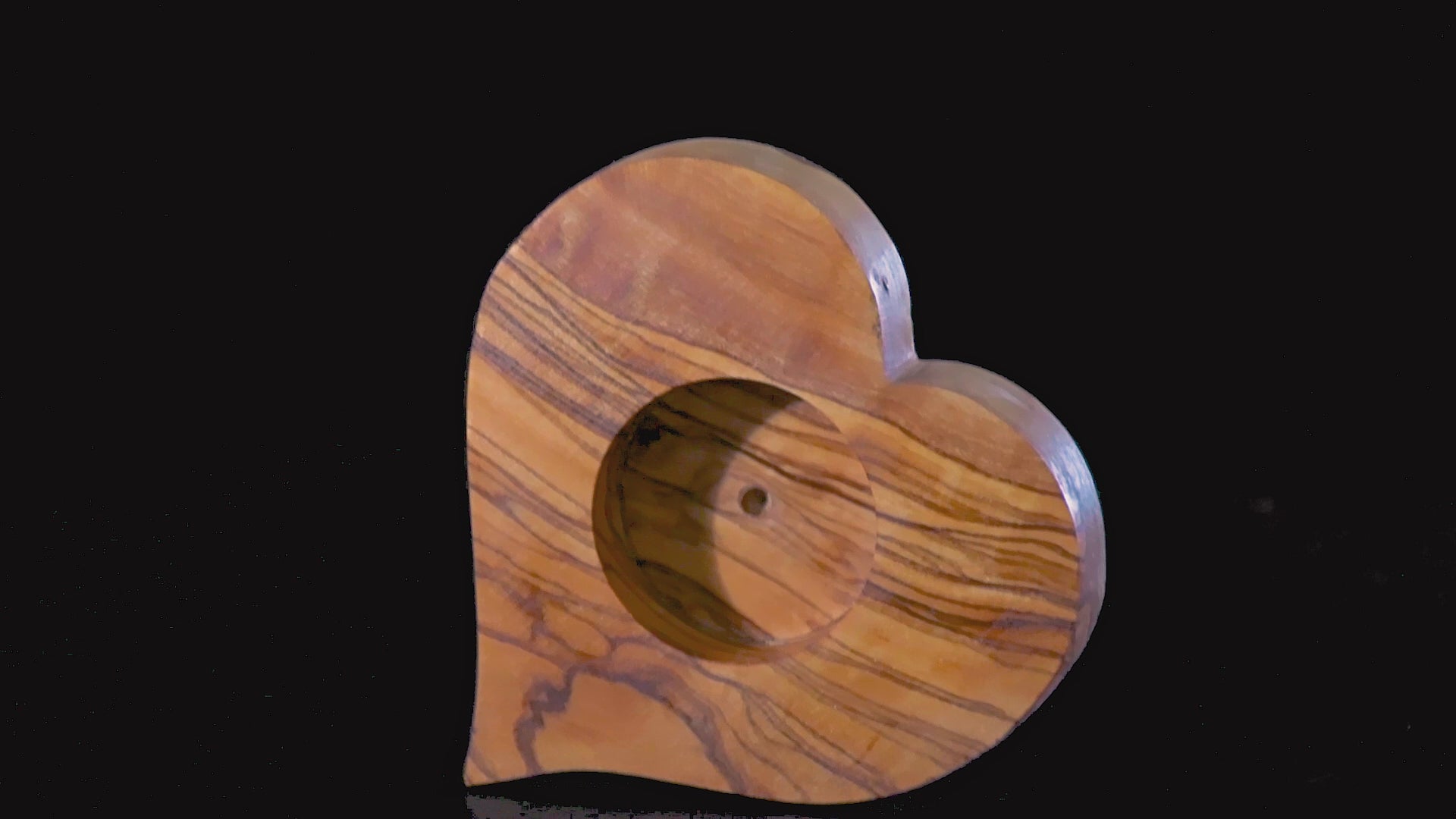 Olive Wood Tealight Holder - Heart Shape - 10x10x2 cm