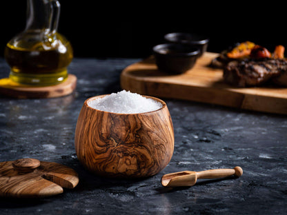 DARIDO Handmade Olive Wood Spice Jar: Elegantly Crafted with Lid & Scoop - Timelessly Durable