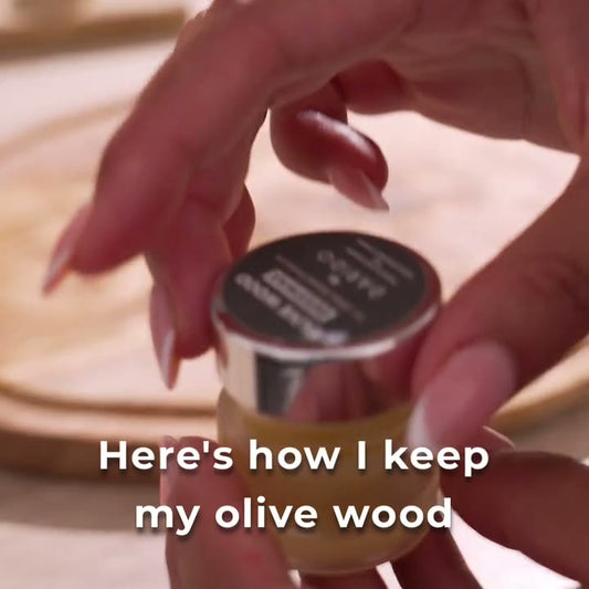 How to apply the included beeswax and mineral oil care blend to olive wood