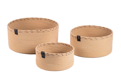 DARIDO Set of 3 Handmade Baskets Cotton Honey Beige - Ideal for various storage needs