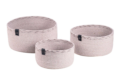 DARIDO Set of 3 Baskets Cotton Light Grey - Authentic, Practical, and Handmade.