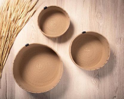 DARIDO Set of 3 Handmade Baskets Cotton Honey Beige - Ideal for various storage needs