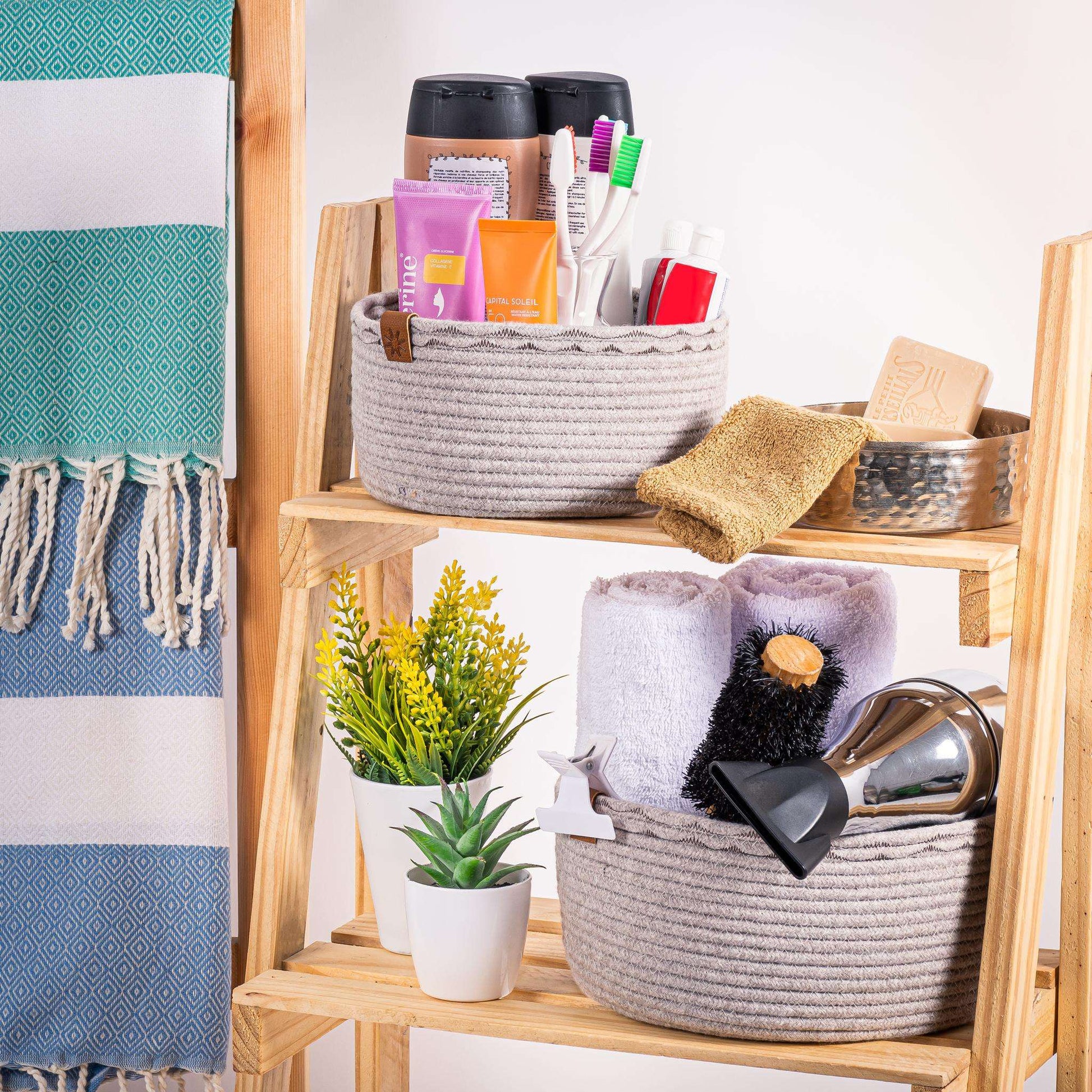 DARIDO Set of 3 Baskets Cotton Light Grey - Authentic, Practical, and Handmade.