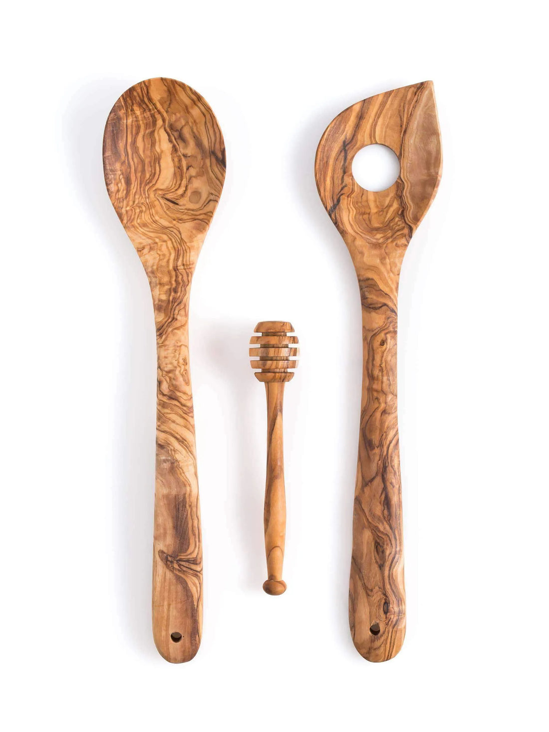 Darido eco-friendly trio: Wooden Spoon, Risotto Spoon, Honey Stirrer.