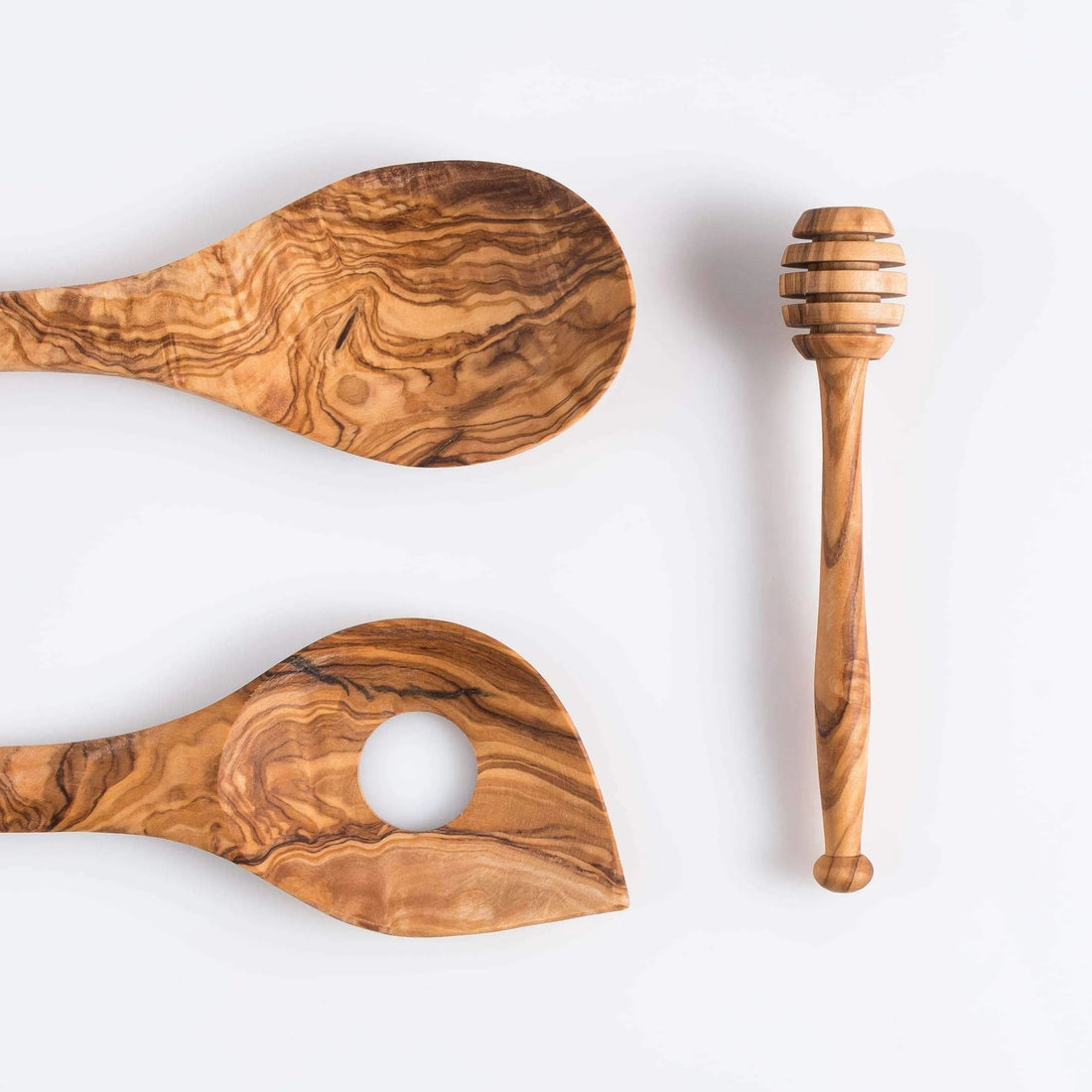 Darido eco-friendly trio: Wooden Spoon, Risotto Spoon, Honey Stirrer.