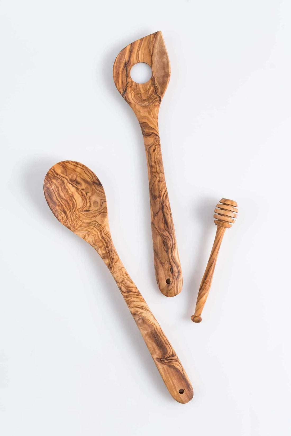 Darido eco-friendly trio: Wooden Spoon, Risotto Spoon, Honey Stirrer.