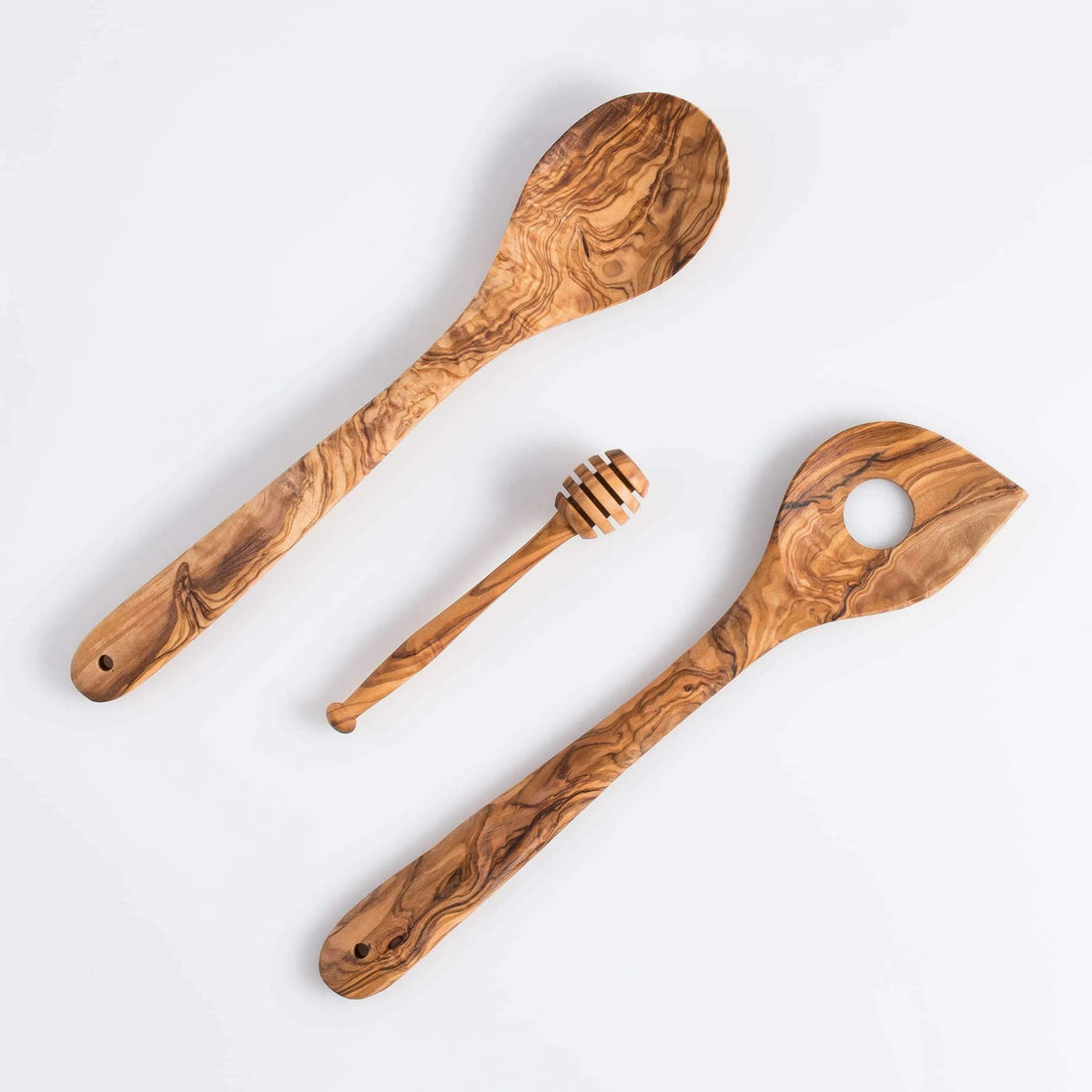 Darido eco-friendly trio: Wooden Spoon, Risotto Spoon, Honey Stirrer.