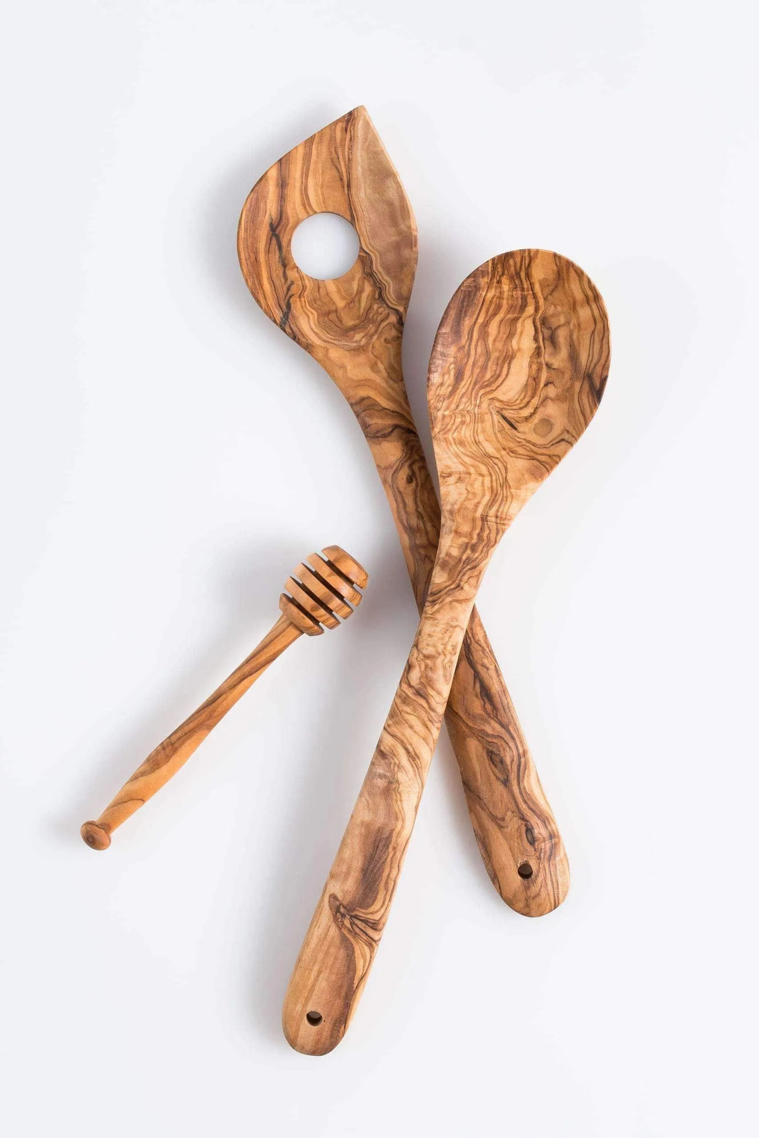 Darido eco-friendly trio: Wooden Spoon, Risotto Spoon, Honey Stirrer.