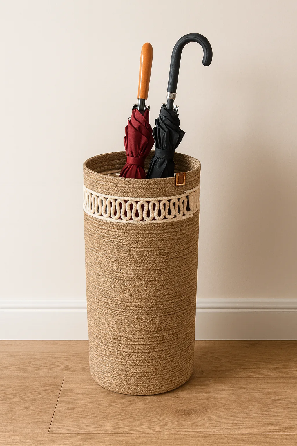 Handcrafted Braided Cotton Umbrella Holder, product view 4 of 5