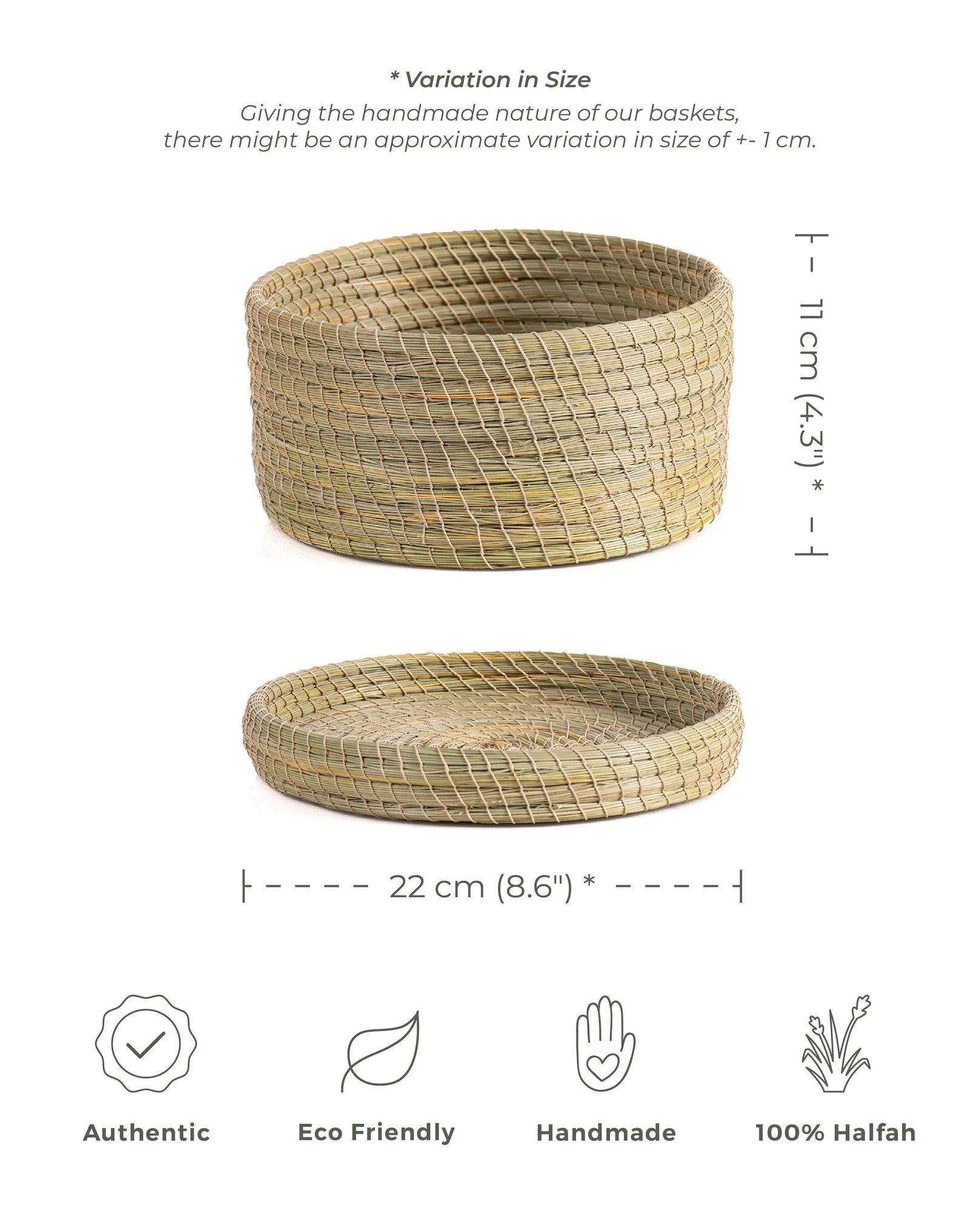 Round Handmade Halfa Basket, product view 3 of 6